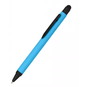 Stylo bille stylet ONLINE SCHREIBGERÄTE ALU bleu, mécanisme rotatif, pointe moyenne, stylet intégré pour écrans tactiles capacitifs 32118/3D