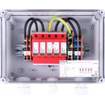 DEHN DCU 2 YPV 1100 2M 1S Parafoudre de type 2 pour installations photovoltaïques, 2 MPPT, 1 string par MPPT, 1100 V DC, boîtier IP65 900921