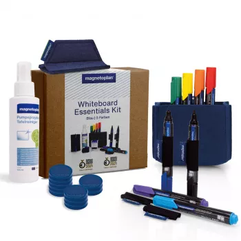 Kit essentiel pour tableau blanc magnetoplan HOLTZ bleu - effaceur et support magnétique (1230914)