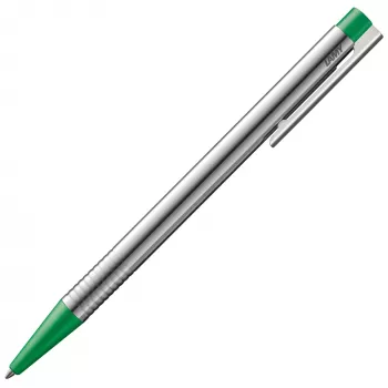 LAMY Logo Ballpoint Pen, Matte Green Lacquer, Stainless Steel Barrel, M16 Blue Refill 1228040