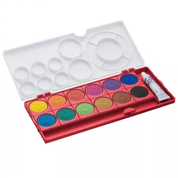 Boîte de gouaches LAMY aquaplus, 12 teintes éclatantes, étui rouge 1222609