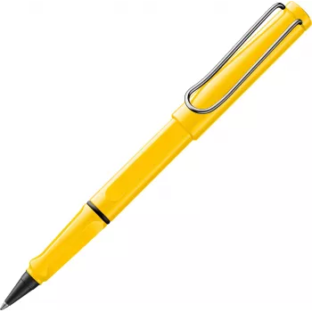 Stylo roller LAMY safari jaune brillant avec zone de préhension ergonomique et clip métallique 1240180