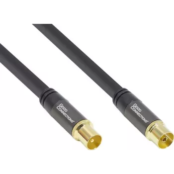 GoodConnections SmartFLEX câble d'antenne, coaxial IEC mâle vers femelle, doré, quadruple blindage, 120 dB, noir, 7,5 m (GC-M2056)