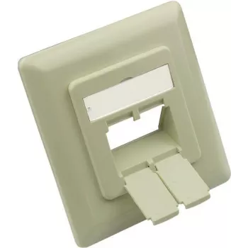 Plaque centrale GoodConnections 50x50 mm avec cadre de recouvrement 80x80 mm pour prises réseau, blanc perle RAL1013 (GC-N0154)