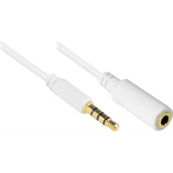 Câble prolongateur audio 3,5 mm 4 pôles GoodConnections AS-35V4W2, mâle vers femelle, blanc, 2 m