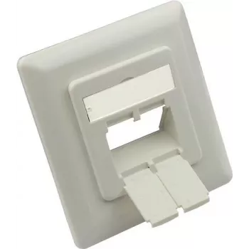 GoodConnections Insert central 50x50mm avec cadre de recouvrement 80x80mm pour prises réseau, blanc signal RAL9003 (GC-N0155)