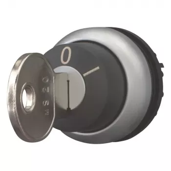 Eaton M22-WRS-MS20 actionneur de sélecteur à clé, 2 positions, maintenu, clé MS20, bague frontale en métal titane, noir 111779