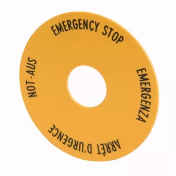 Eaton M22-XAK1 plaque signalétique d'arrêt d'urgence, jaune, 90 mm, IP66 216465