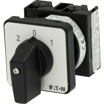 Eaton T0-1-15421/E commutateur à cames, 1 pôle, marche-arrêt, 20 A, 690 V AC, levier à bascule, noir, plaque frontale 48x48 mm 095806