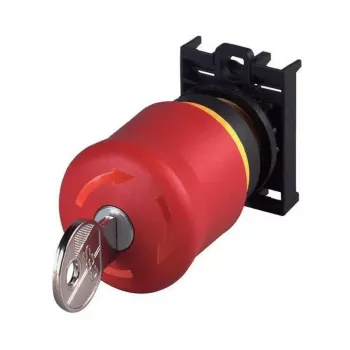 Eaton M22-PVS/K01 bouton-poussoir d'arrêt d'urgence, déverrouillage par clé, 1 NC, montage frontal 216514