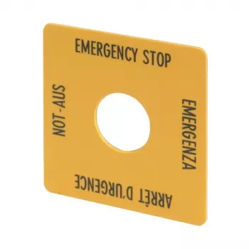 Plaque de légende vierge jaune Eaton 216484 série M22, montage frontal à encliqueter, polycarbonate