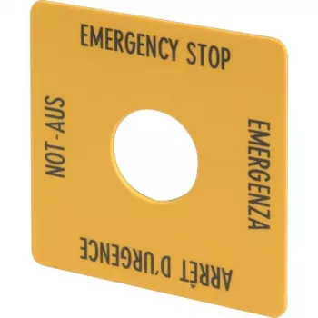 Plaque de légende vierge jaune Eaton 216484 série M22, montage frontal à encliqueter, polycarbonate