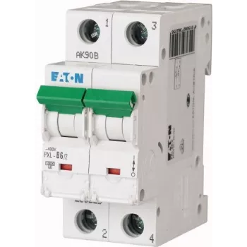 Eaton PXL-B6/2 Miniature Circuit Breaker (MCB), 2-Pole, B Curve, 6 A, 10 kA, DIN Rail 236225