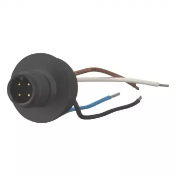 Connecteur mâle droit Eaton M12 codage A 4 broches, raccordement à vis, IP65/IP67, 230 V/4 A, boîtier PBT, contacts dorés, câble 4-6 mm 266135