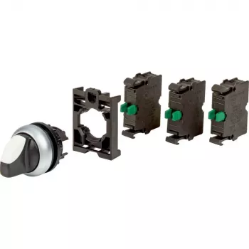 Sélecteur Eaton M22-WRK-3K10-BVP, 3 positions, maintenu, bouton noir, anneau frontal en plastique 110923