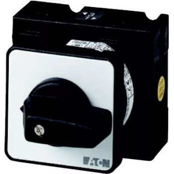 Eaton T3-4-8902/E commutateur à cames, 4 pôles, 32 A, 690 V, montage frontal, IP65, poignée noire, plaque frontale métallique argentée 215222