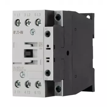 Eaton DILM25-01(RDC24) 3-Pole Contactor, 24 V DC Coil, 25 A AC-3, 1 NC Auxiliary, IP00, Black/White 277178