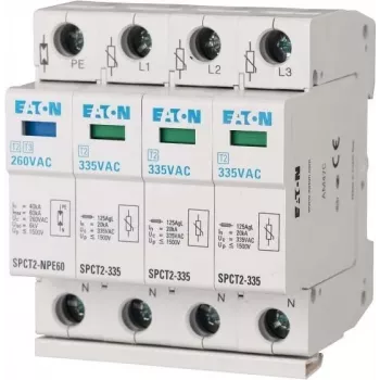 EATON SPCT2-335-3+NPE parafoudre type 2, triphasé + neutre + PE, 335 V AC, 40 kA Imax, rail DIN 167622