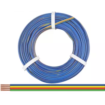 Donau Elektronik 418-50 câble souple multiconducteur 4 x 0,14 mm², vert/rouge/jaune/bleu, 50 m