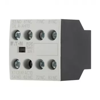 Eaton DILA-XHI13 Auxiliary Contact Block, 4-Pole, 1NO+3NC, Screw Terminals, Front Mount, for DILM7-DILM38 Contactors, Black/White 276425