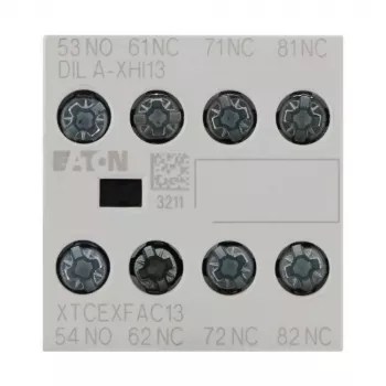 Eaton DILA-XHI13 Auxiliary Contact Block, 4-Pole, 1NO+3NC, Screw Terminals, Front Mount, for DILM7-DILM38 Contactors, Black/White 276425