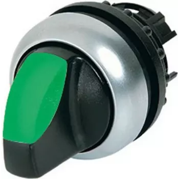 Bouton sélecteur lumineux Eaton M22-WRLK-G, 2 positions, maintenu, noir/vert/argent 216827
