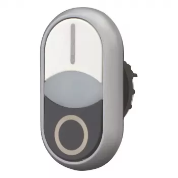 Eaton M22-DDLF-WS-X1 double bouton-poussoir, plat, lumineux, blanc/noir, 1NO+1NC, raccordement à vis 284816