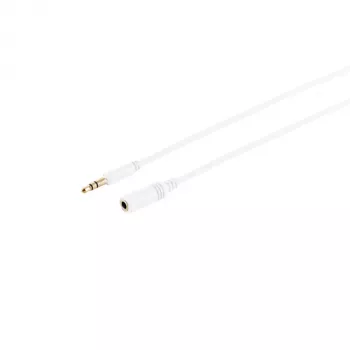 S CONN MAXIMUM CONNECTIVITY 33982-W Super Slim 3.5mm Stereo Audio Extension Cable, Male to Female, Gold-Plated, White, 1.5 m