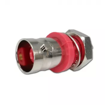 Telegärtner embase femelle BNC à traversée de cloison, isolée 50 Ohm, bride isolante rouge, Z01 - 1 pièce (J01001C0043)