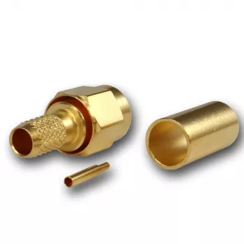 Connecteur mâle SMA pour câble à sertir/souder Telegärtner G01, RG-58C/U, or, 1 pièce (J01150A0041Z)