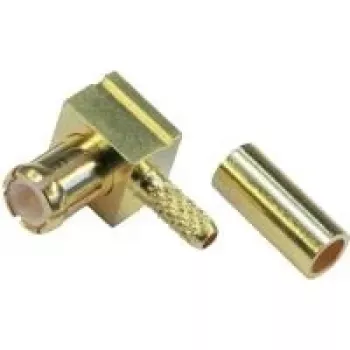 Connecteur mâle MCX coudé à sertir Telegärtner, 50 Ohm, contact central doré