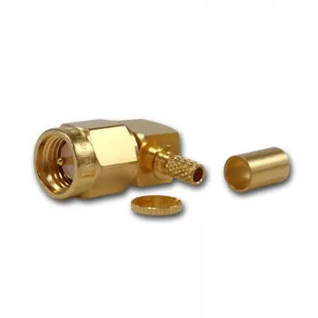 Connecteur à sertir coudé SMA Telegärtner pour câbles G08 (RD-316), doré