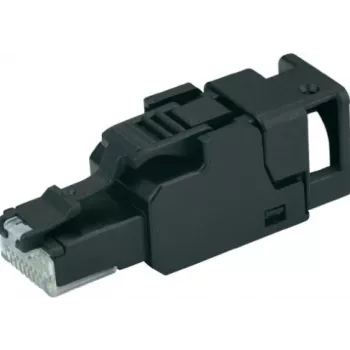 Connecteur RJ45 TELEGÄRTNER UFP8 à raccorder sur site, Cat 6a, non blindé, IDC sans outil, avec protection anti-pliure J00026A3000
