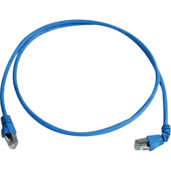 Câble patch Telegärtner Cat 6A S/FTP, PiMF, bleu, 2,0 m, une extrémité coudée L00001A0159