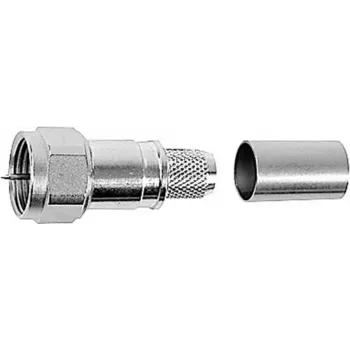 Connecteur F Telegärtner, droit, 75 Ohm, sertir/visser, laiton nickelé, pour RG59/RG6 J01600A0009