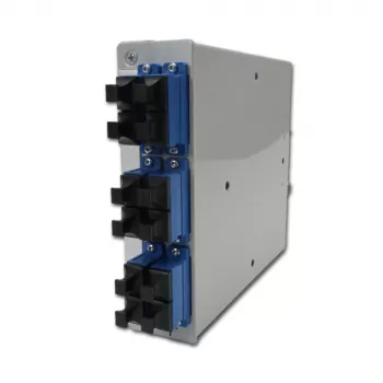 Répartiteur fibre optique sur rail DIN STX Telegärtner, 6x SC duplex monomode, cassette d'épissure 12 fibres, pigtails, prêt à épisser H82050E0002