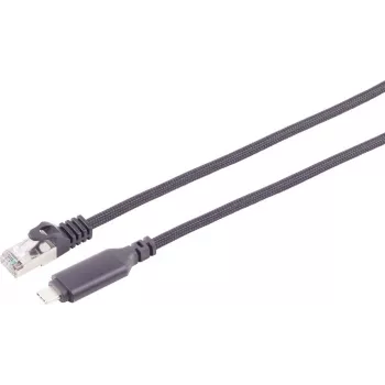 Câble adaptateur USB-C vers Ethernet 1G S CONN MAXIMUM CONNECTIVITY, USB Type-C mâle vers RJ45, aluminium, noir, 1m (14-51025)