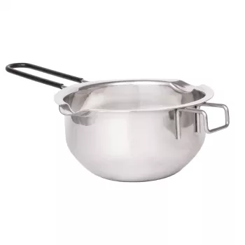 Bol de fonte en acier inoxydable Lurch pour bain-marie, argent, 11 cm de diamètre, 350 ml, avec bec verseur et crochet de maintien sur casserole (70276)
