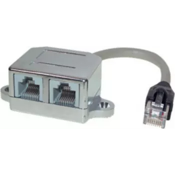 S CONN MAXIMUM CONNECTIVITY RJ45 Telephone/Ethernet Splitter Adapter, Cat. 5e, Shielded, 0.1 m, Black 75002-2