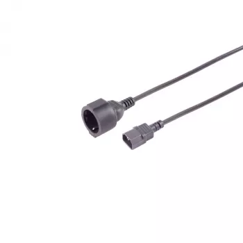 Câble adaptateur d'alimentation S CONN MAXIMUM CONNECTIVITY IEC C14 vers CEE 7/3 Schuko, 1 m, 1 mm², noir 09-07025