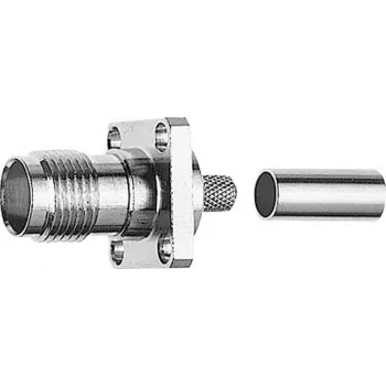 Embase TNC à bride Telegärtner 50 Ohm sertir/sertir pour RG-58 C/U, nickel/or, 1 pièce J01011A0045