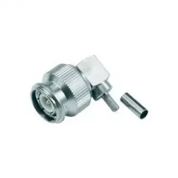 Connecteur TNC coudé à sertir Telegärtner 50 Ohm pour RG-316/U, connexion à souder/sertir, laiton nickelé J01010B0012