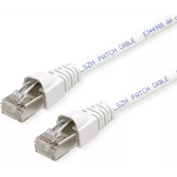 Câble de raccordement MP8 FS 500 Cat 6a S/FTP Telegärtner, RJ45 vers RJ45, 1,5 m, blanc, sans halogène, moulé L00001A0171