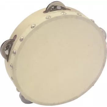 DIMAVERY DTH-704 Tambourine 18 cm Natural Wood with Steel Jingles 26053174
