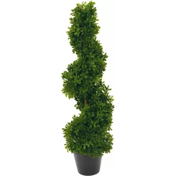 EUROPALMS Spiral Tree Artificial Plant, 61cm, Green, Black Pot 82600009