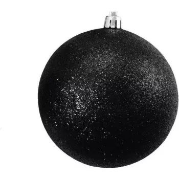EUROPALMS Decorative Ball Set 10 cm, Black, Glitter, 4 Pieces 83501268