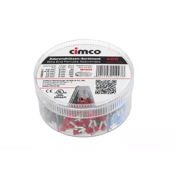 Cimco 187601 Partially Insulated Ferrule Assortment, 1250 pcs, DIN 46228-4