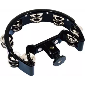 DIMAVERY Half-Round Tambourine with Holder, 16 Pairs of Jingles, Black 26056685