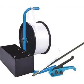 Banholzer&Wenz ensemble de cerclage en polyester 19 mm x 600 m avec distributeur portable et 1000 boucles en acier (17051)
