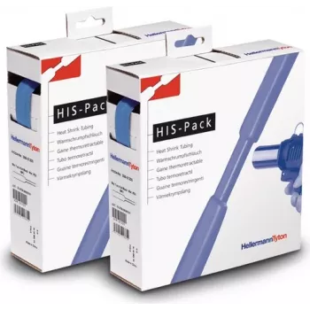 Gaine thermorétractable HellermannTyton HIS-PACK-9,5/4,7-BU, bleue, diamètre étendu 9,5 mm, rétreint 4,7 mm, longueur 5 m, rapport 2:1, boîte distributrice
